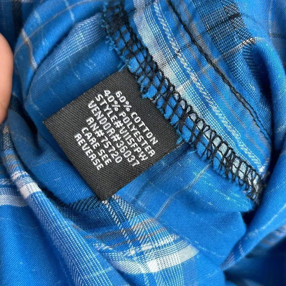 BKE Buckle Vintage Pearl Snap Shirt Men's Large Long Sleeve Plaid Blue 1967 NEW